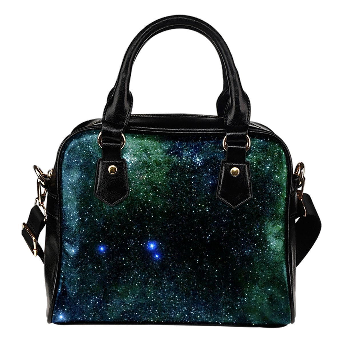 Dark Green Galaxy Space Print Shoulder Handbag