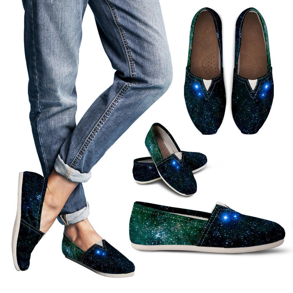 Dark Green Galaxy Space Print Women's Casual Canvas Shoes