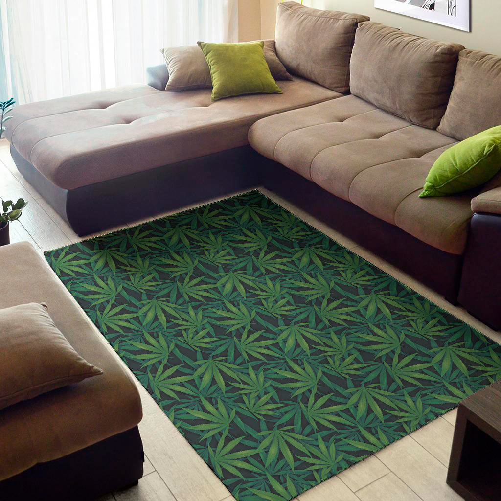 Dark Green Hemp Pattern Print Area Rug