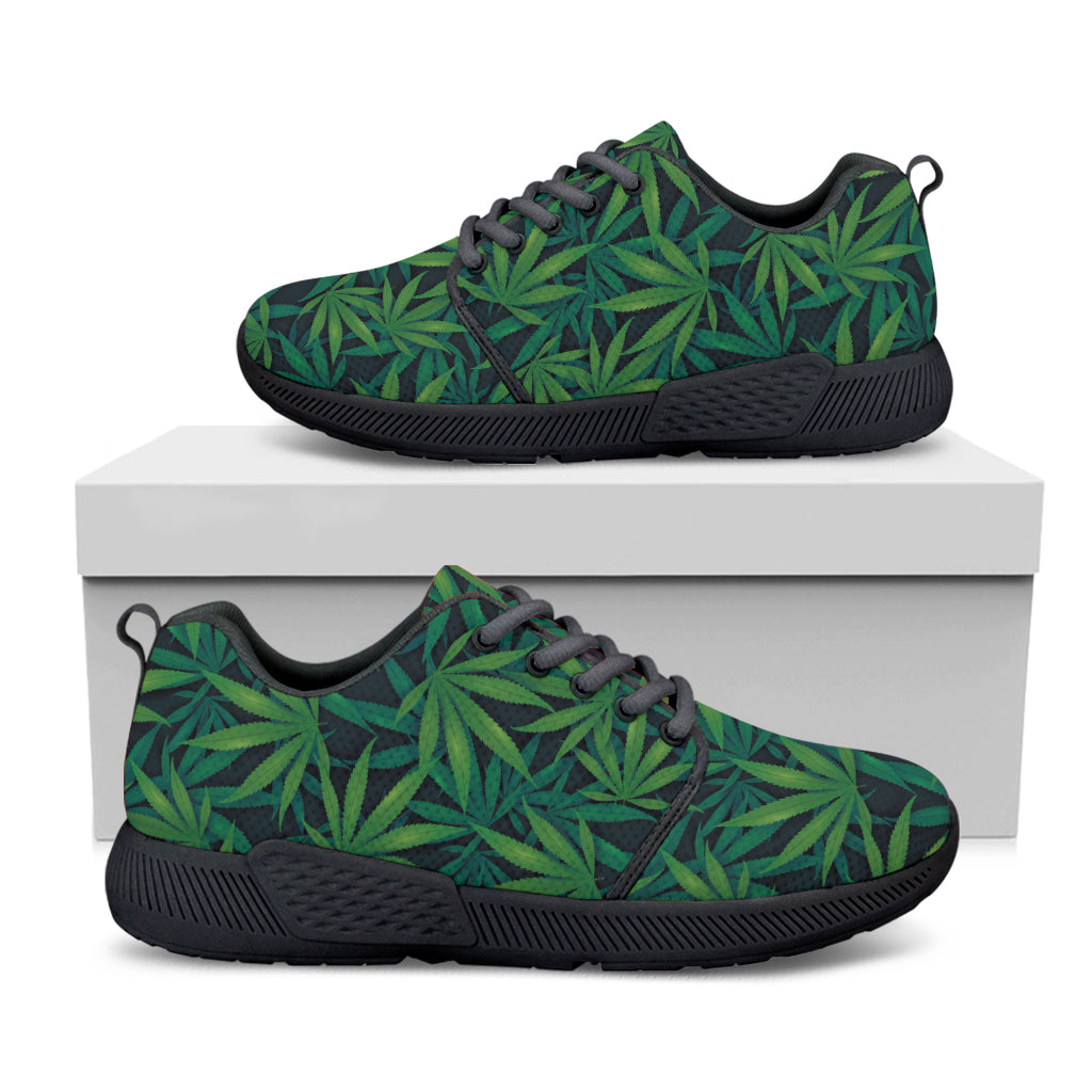 Dark Green Hemp Pattern Print Black Athletic Shoes