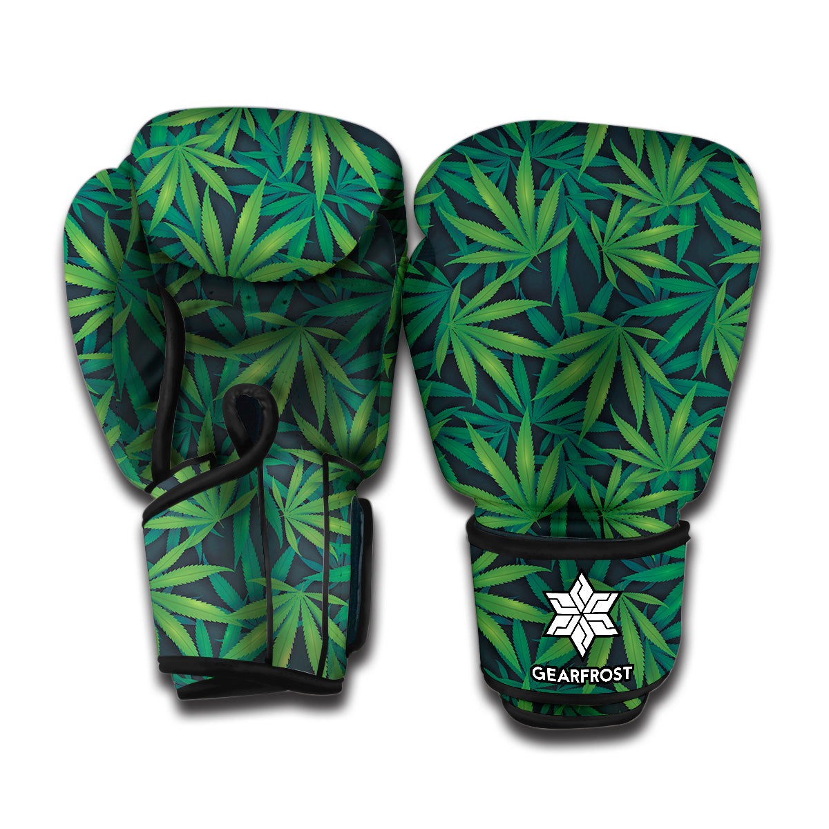 Dark Green Hemp Pattern Print Boxing Gloves