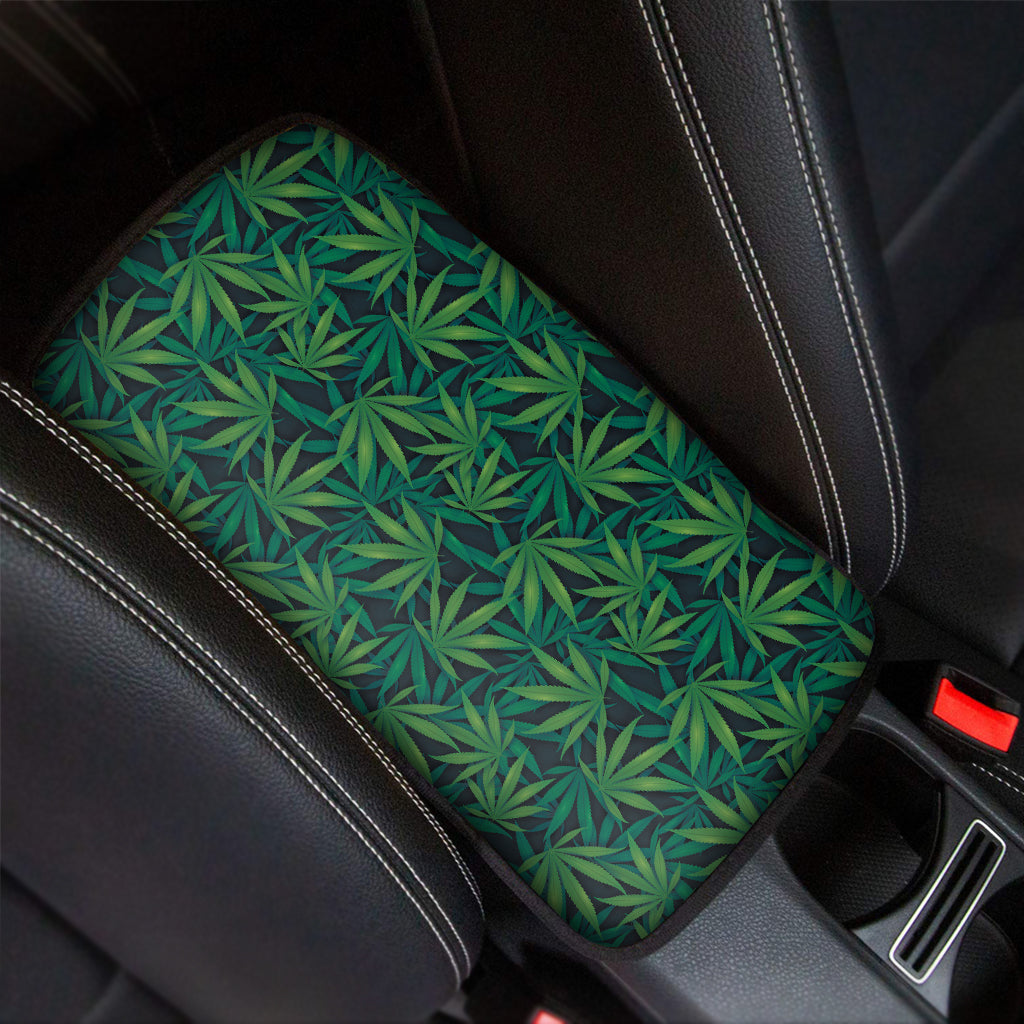 Dark Green Hemp Pattern Print Car Center Console Cover