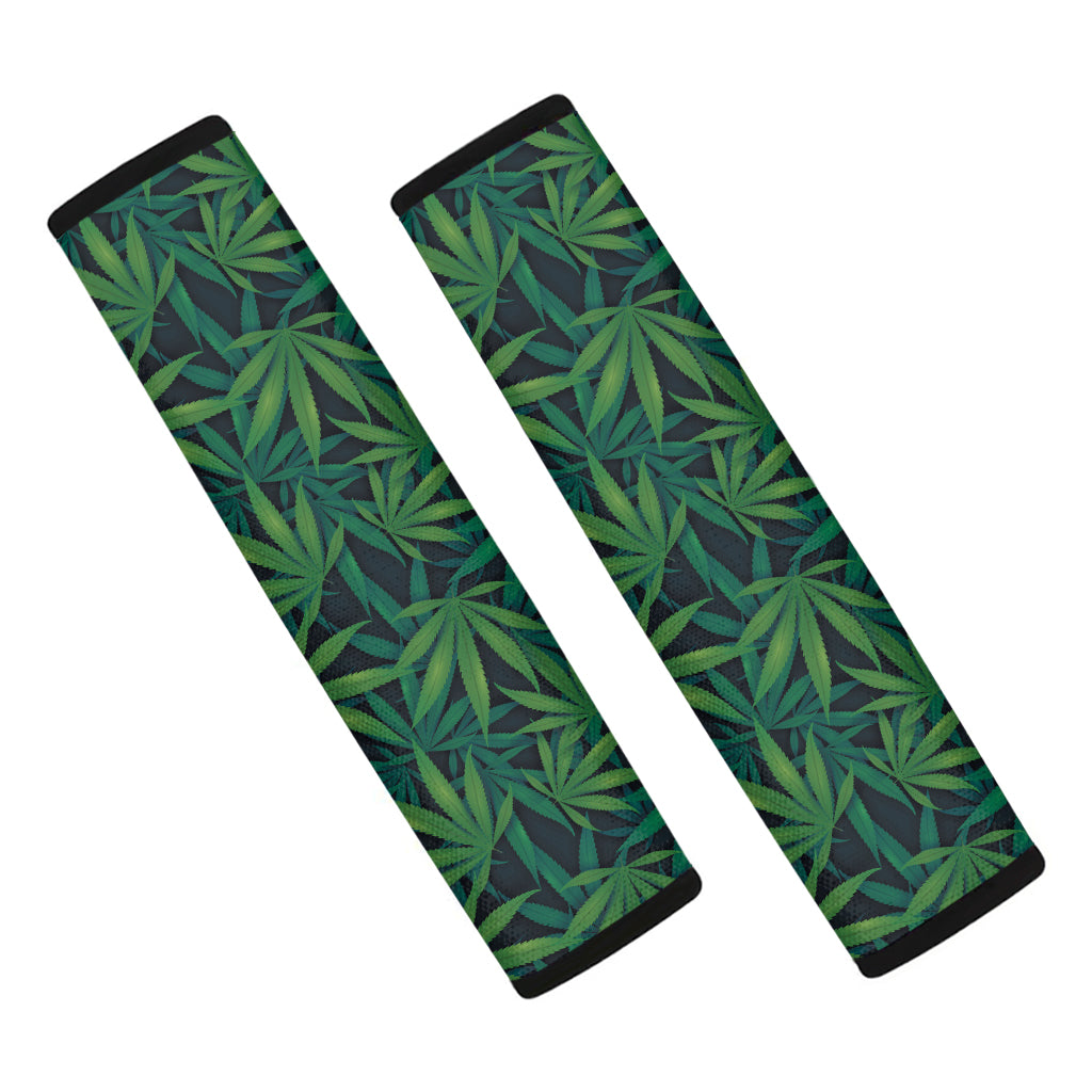 Dark Green Hemp Pattern Print Car Seat Belt Covers