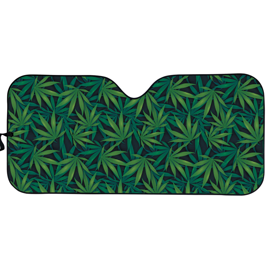 Dark Green Hemp Pattern Print Car Sun Shade