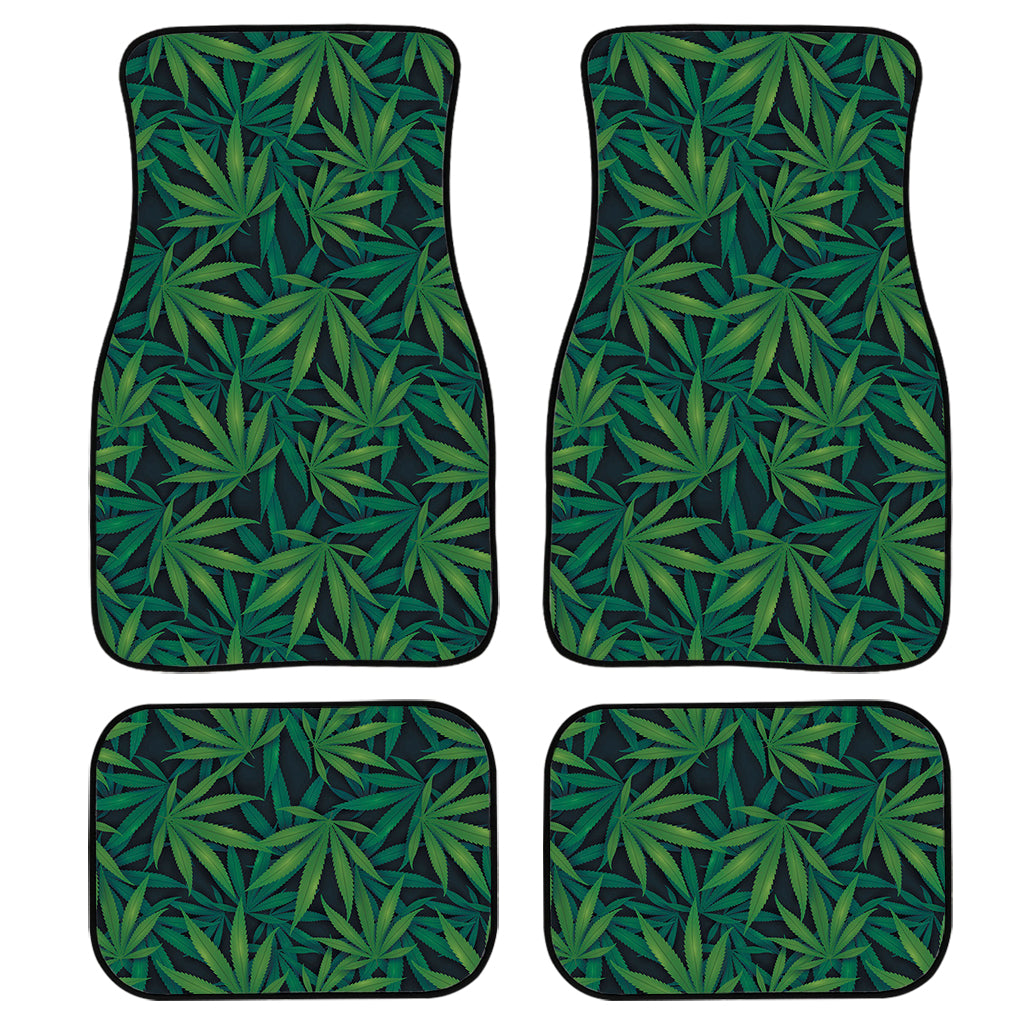 Dark Green Hemp Pattern Print Front and Back Car Floor Mats