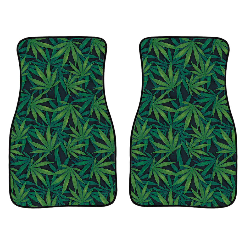 Dark Green Hemp Pattern Print Front Car Floor Mats