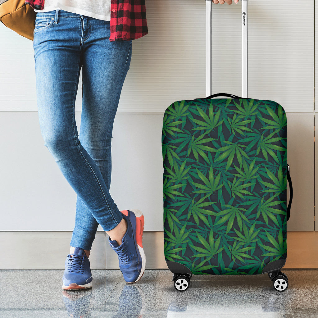 Dark Green Hemp Pattern Print Luggage Cover