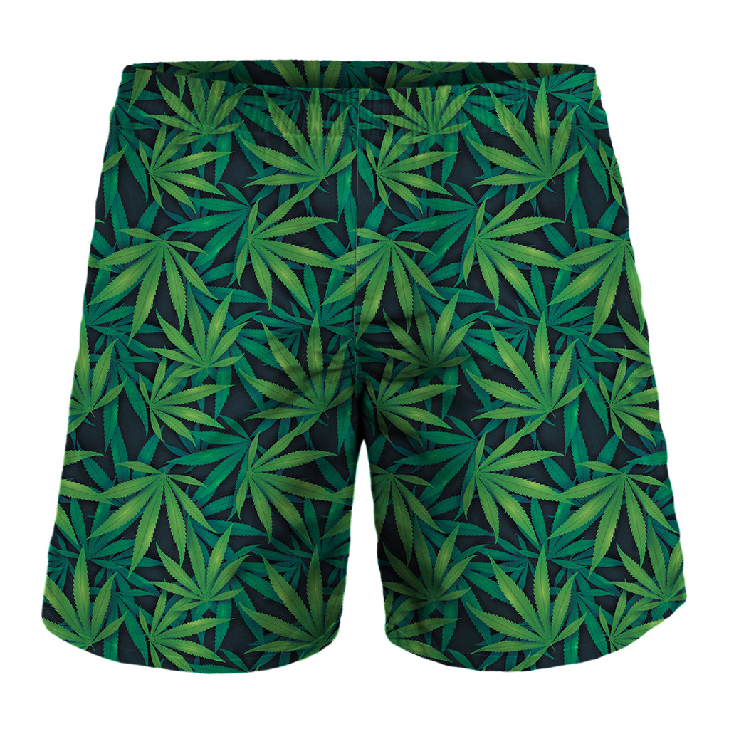 Dark Green Hemp Pattern Print Men's Shorts