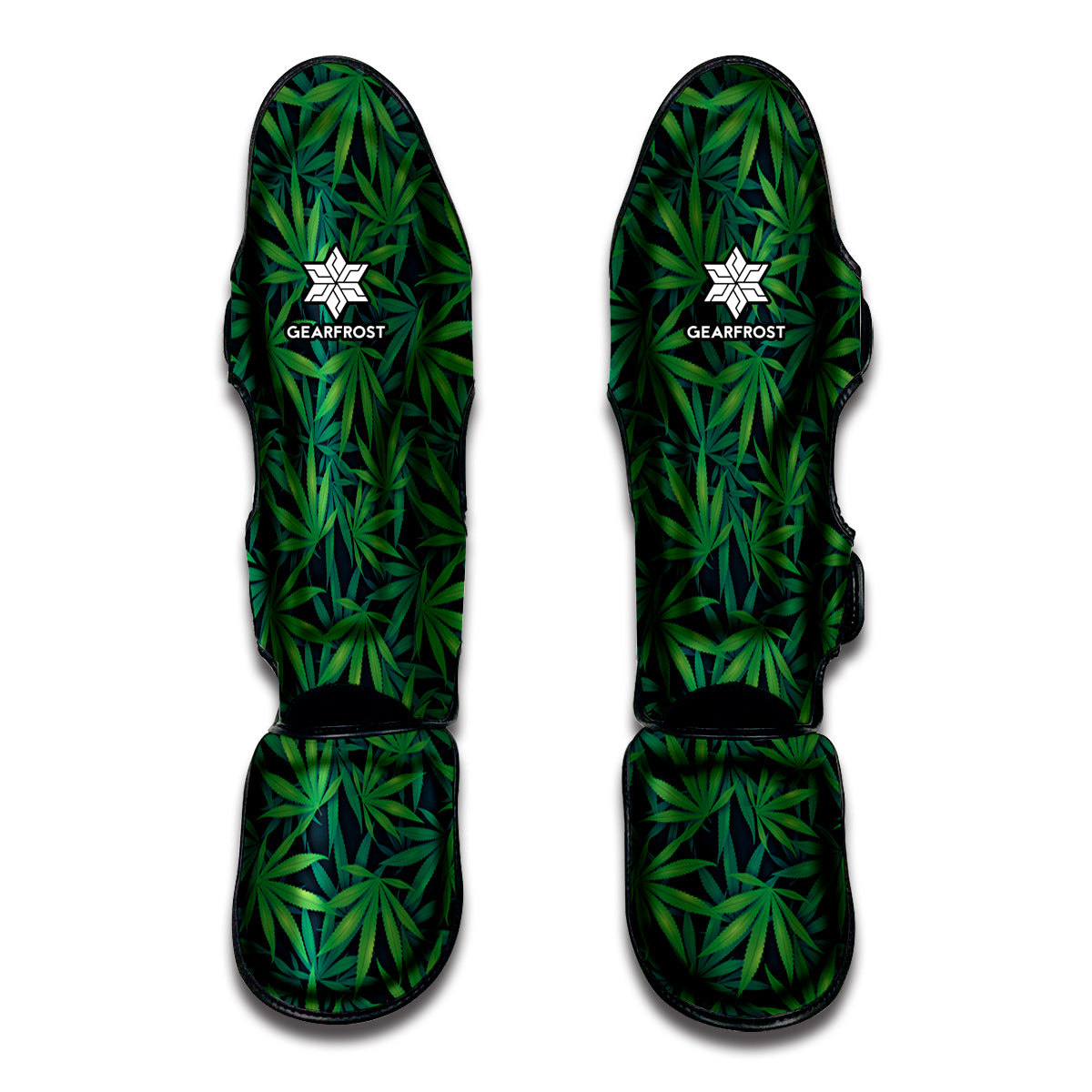 Dark Green Hemp Pattern Print Muay Thai Shin Guards