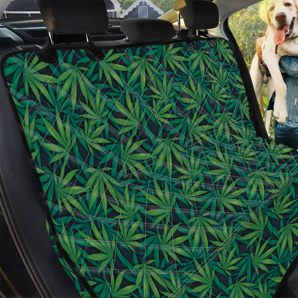 Dark Green Hemp Pattern Print Pet Car Back Seat Cover