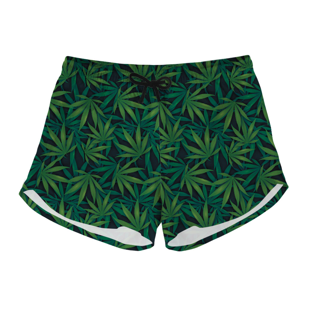 Dark Green Hemp Pattern Print Women's Shorts