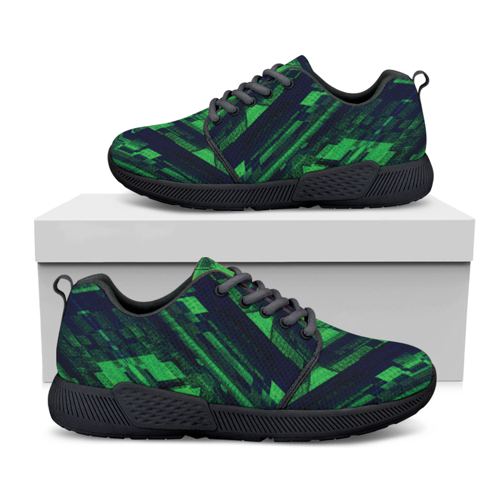 Dark Green Kaleidoscope Print Black Athletic Shoes