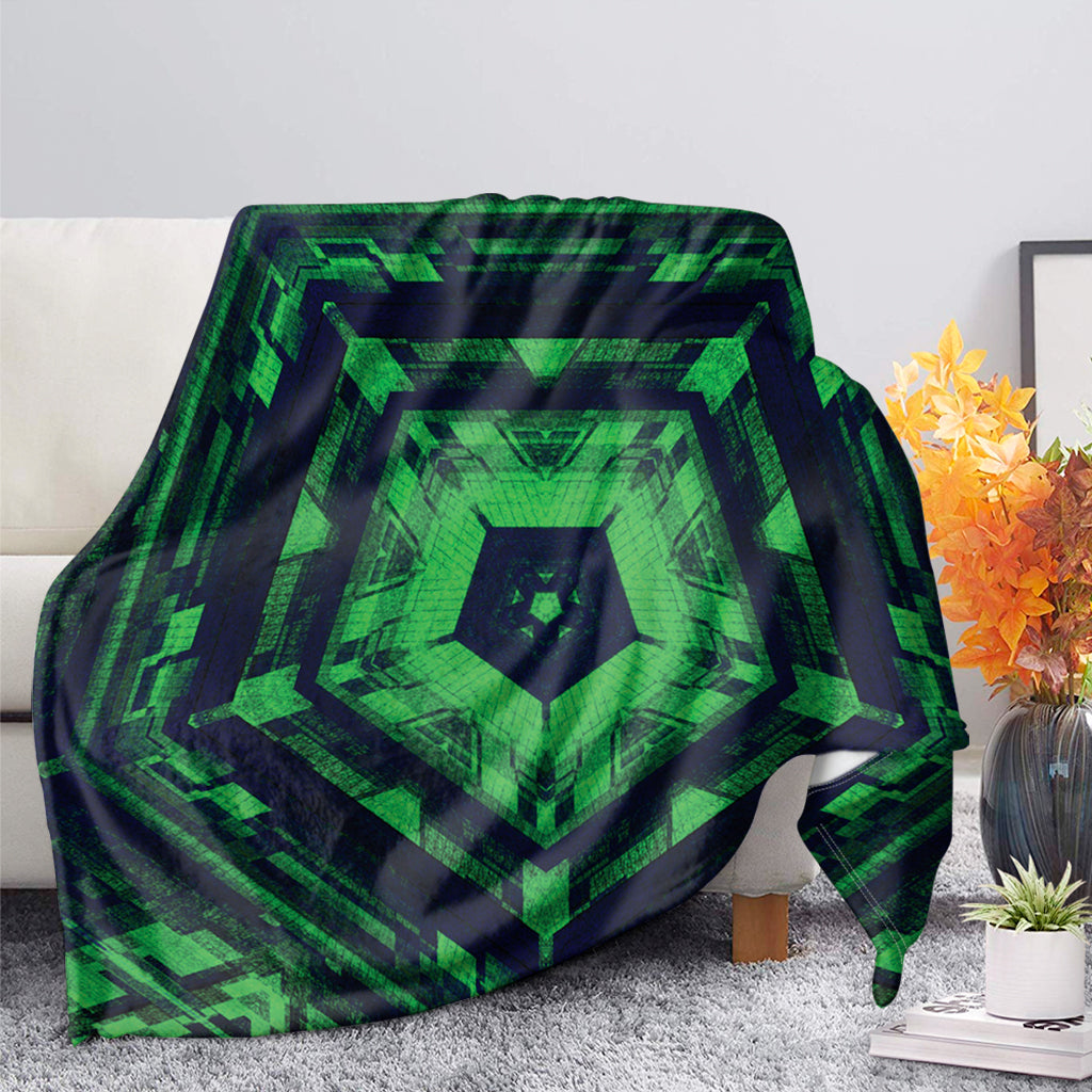 Dark Green Kaleidoscope Print Blanket