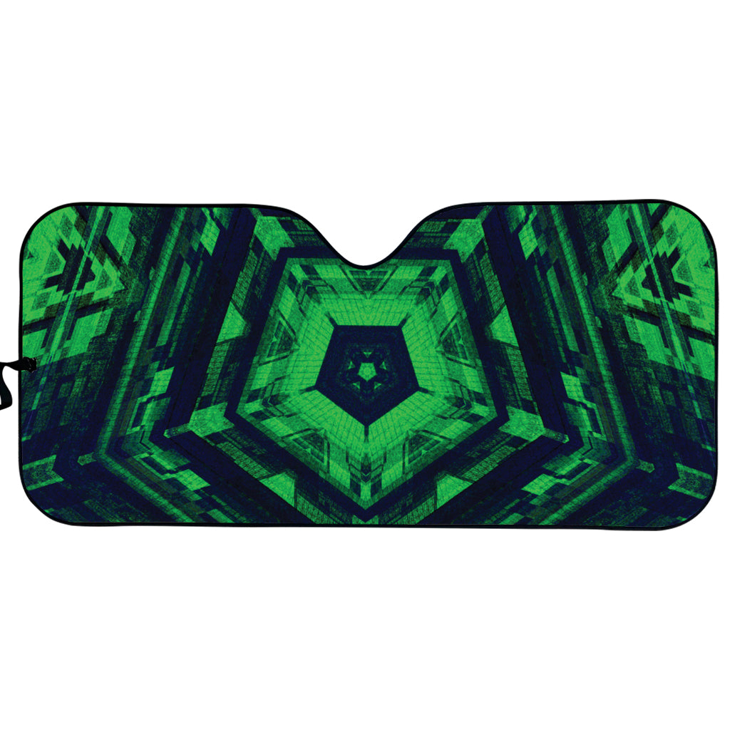 Dark Green Kaleidoscope Print Car Sun Shade