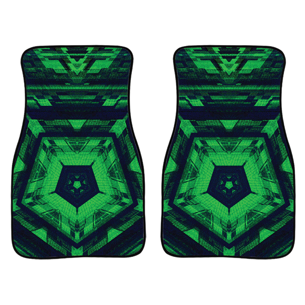 Dark Green Kaleidoscope Print Front Car Floor Mats