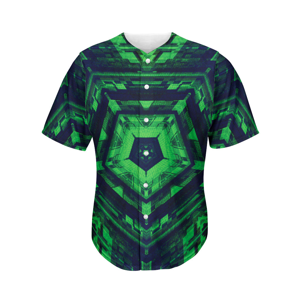 Dark Green Kaleidoscope Print Men's Baseball Jersey