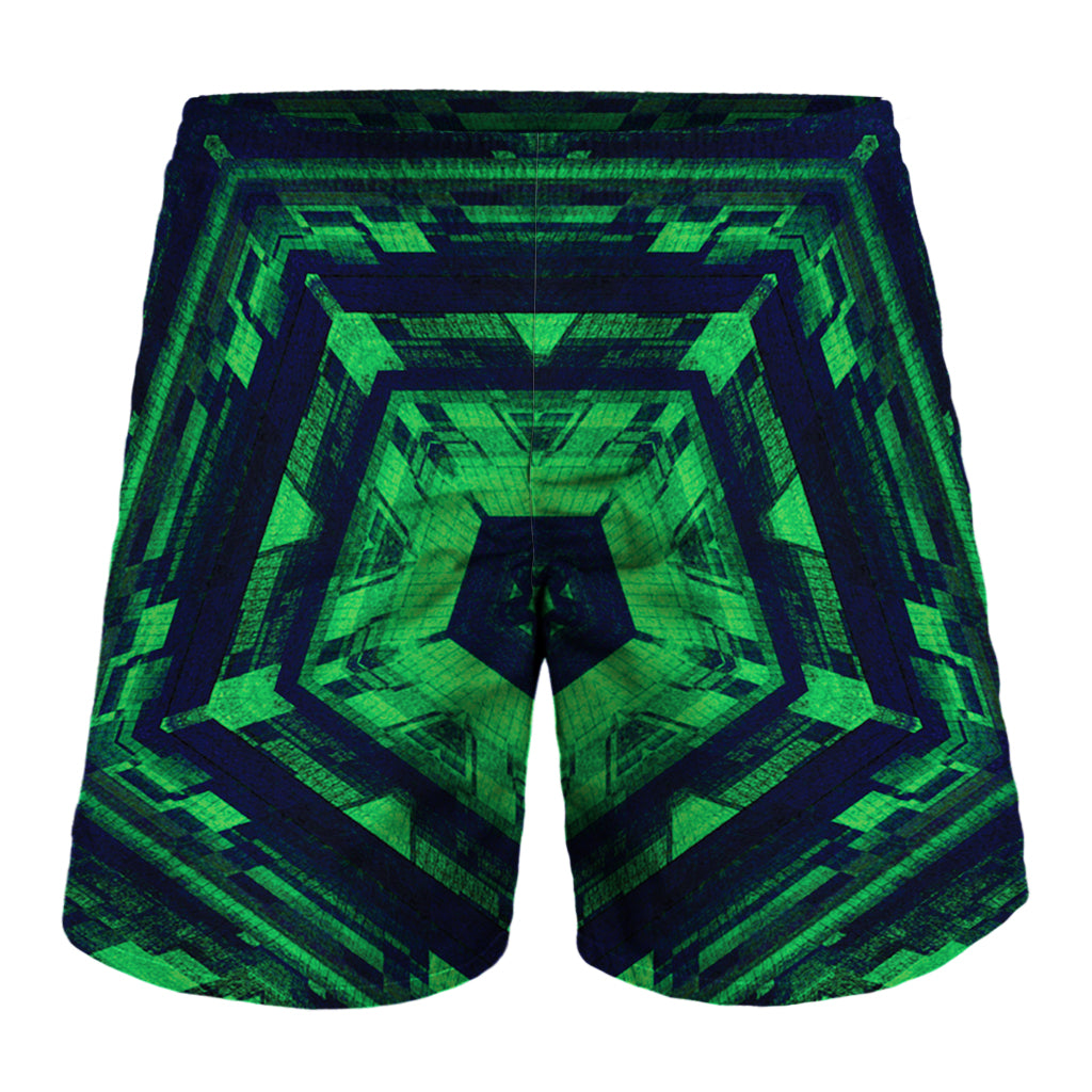 Dark Green Kaleidoscope Print Men's Shorts