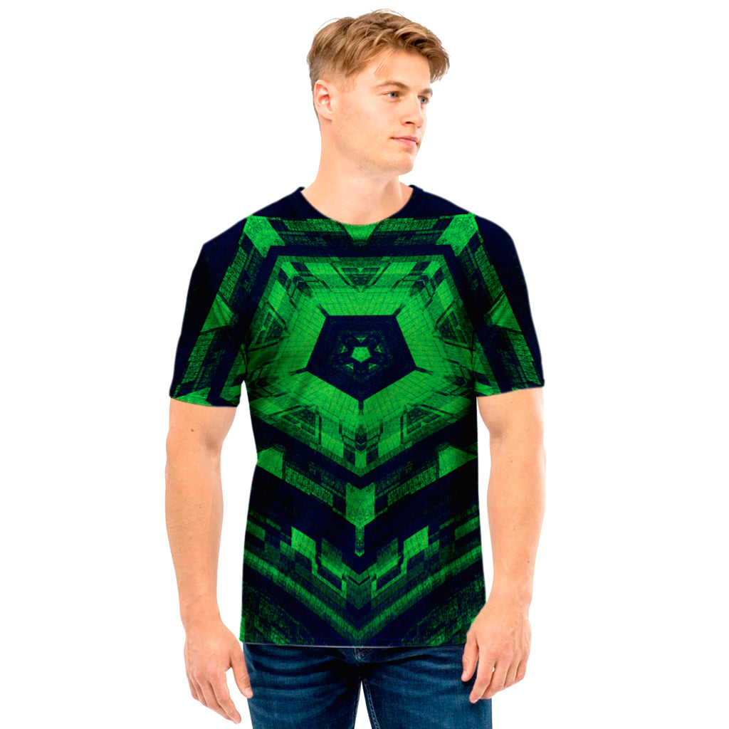 Dark Green Kaleidoscope Print Men's T-Shirt