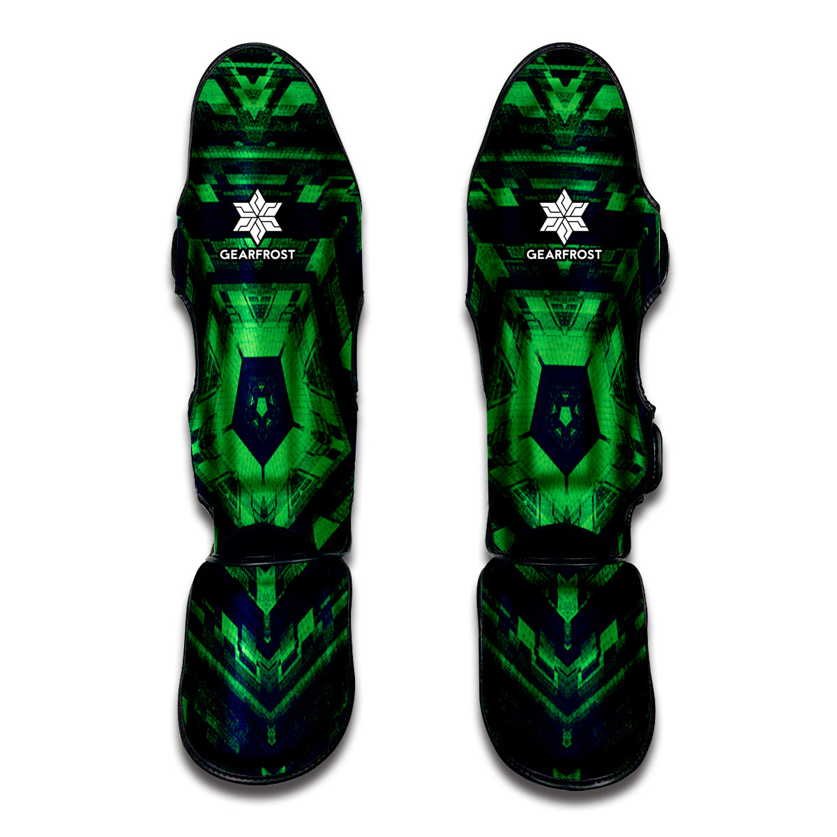 Dark Green Kaleidoscope Print Muay Thai Shin Guards