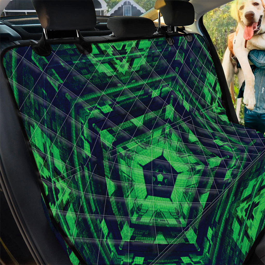 Dark Green Kaleidoscope Print Pet Car Back Seat Cover