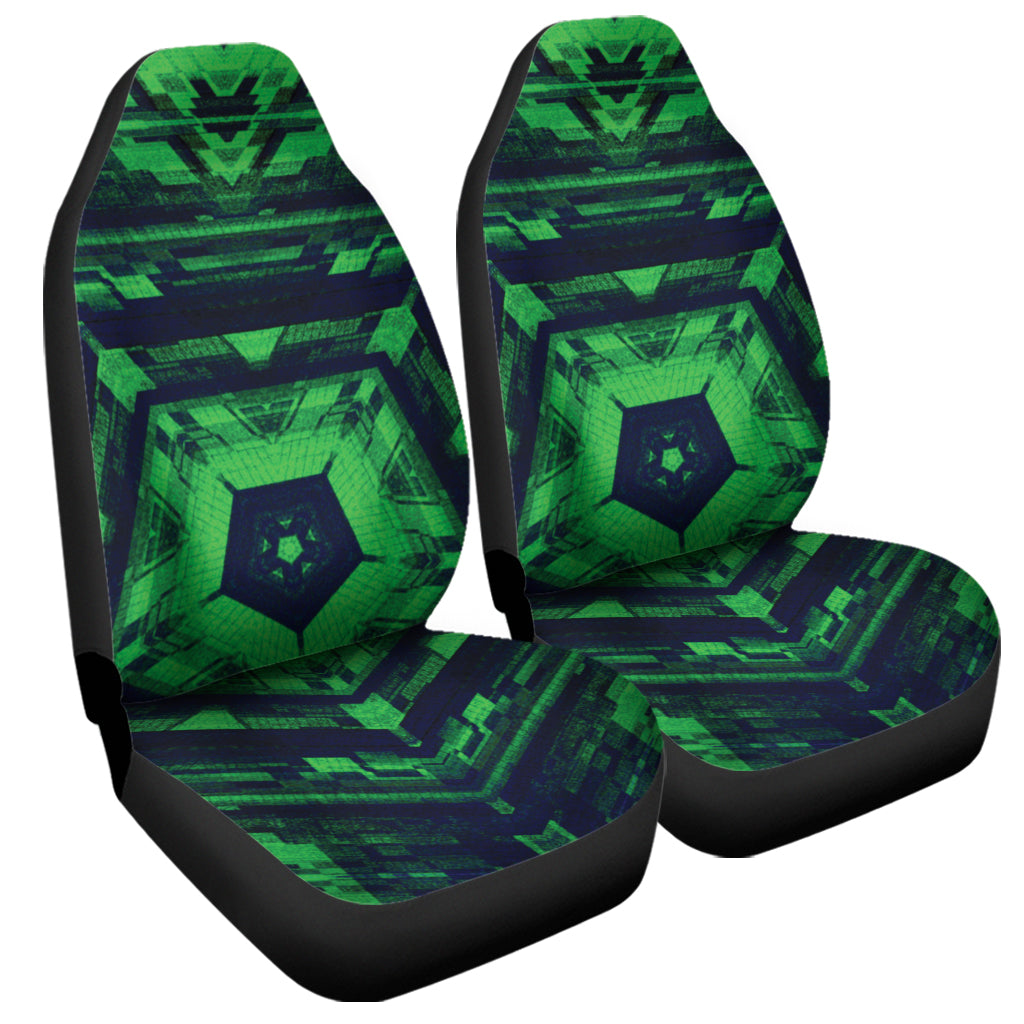 Dark Green Kaleidoscope Print Universal Fit Car Seat Covers