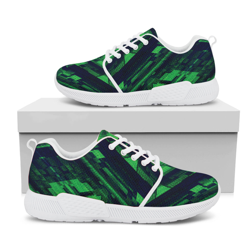 Dark Green Kaleidoscope Print White Athletic Shoes