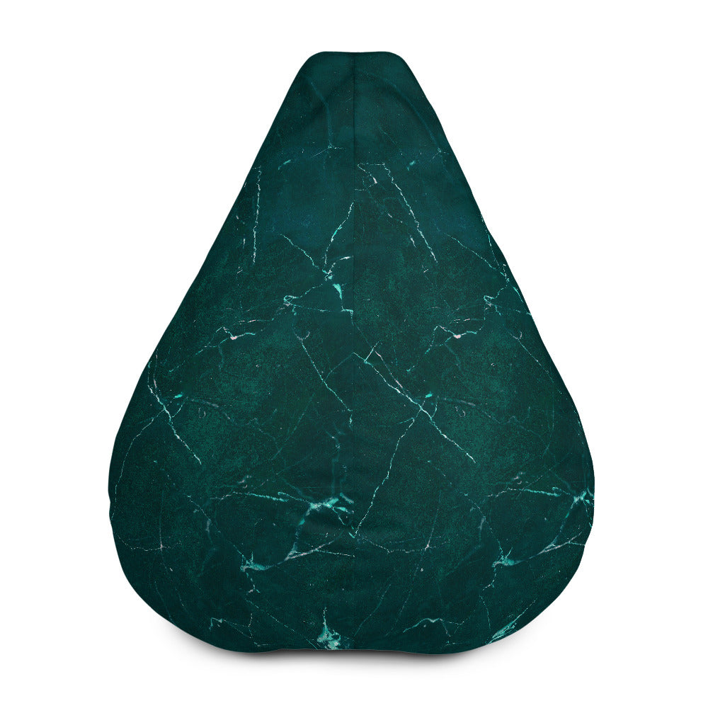 Dark Green Marble Print Bean Bag Cover