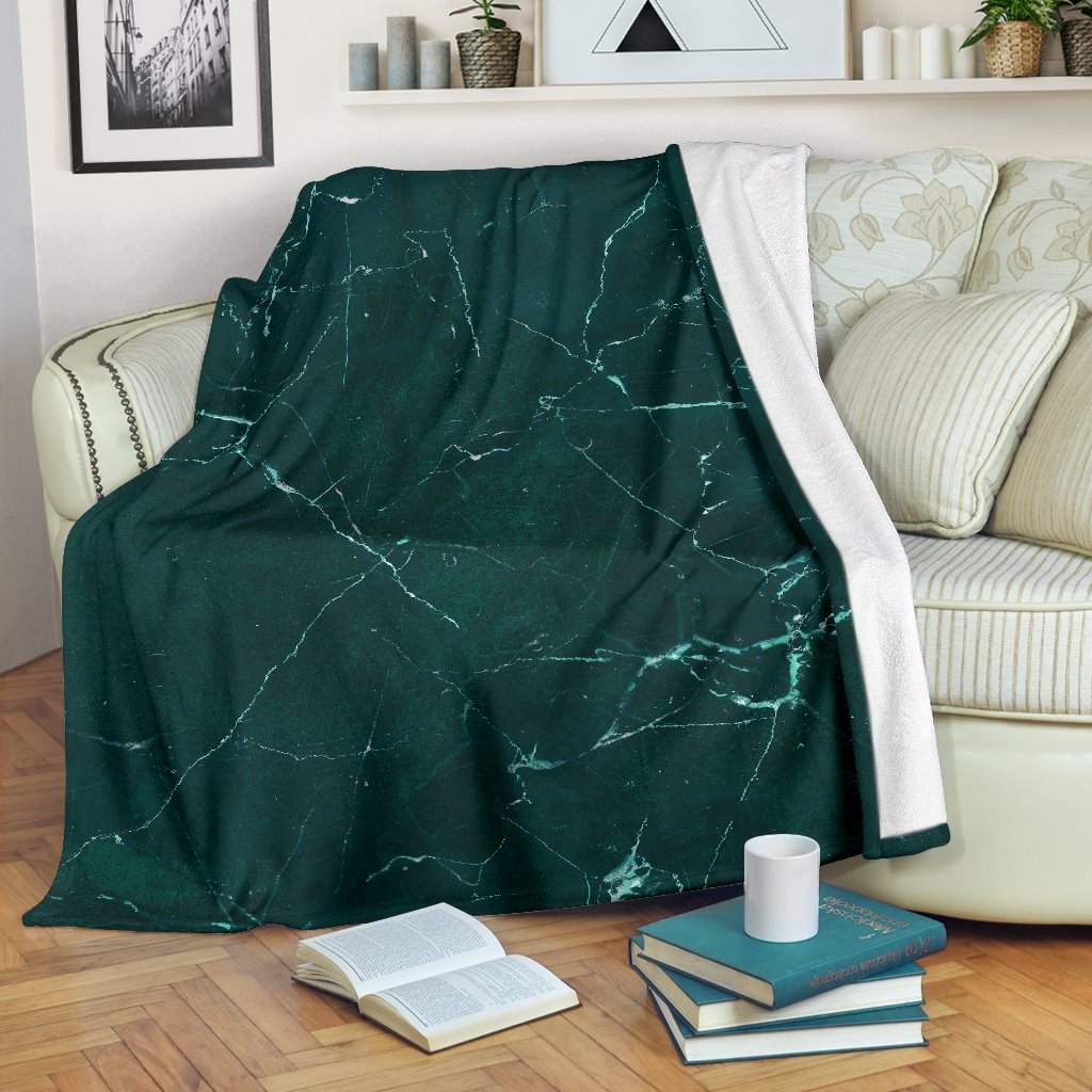 Dark Green Marble Print Blanket