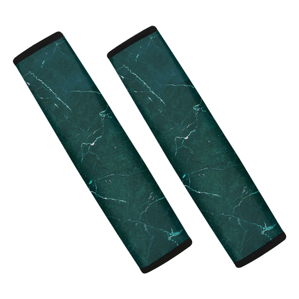 Dark Green Marble Print Car Seat Belt Covers