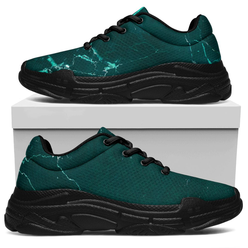 Dark Green Marble Print Chunky Sneakers