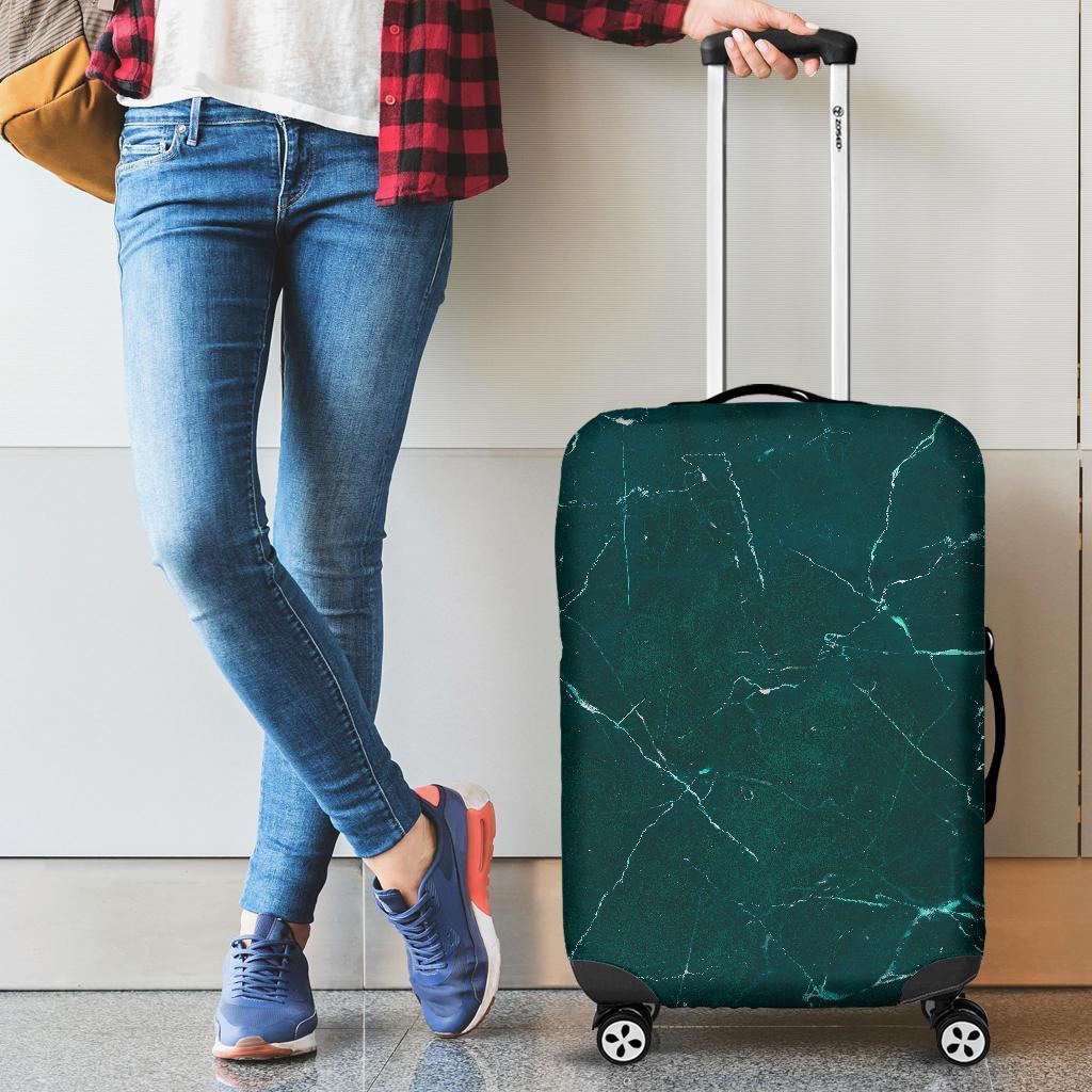 Dark Green Marble Print Luggage Cover