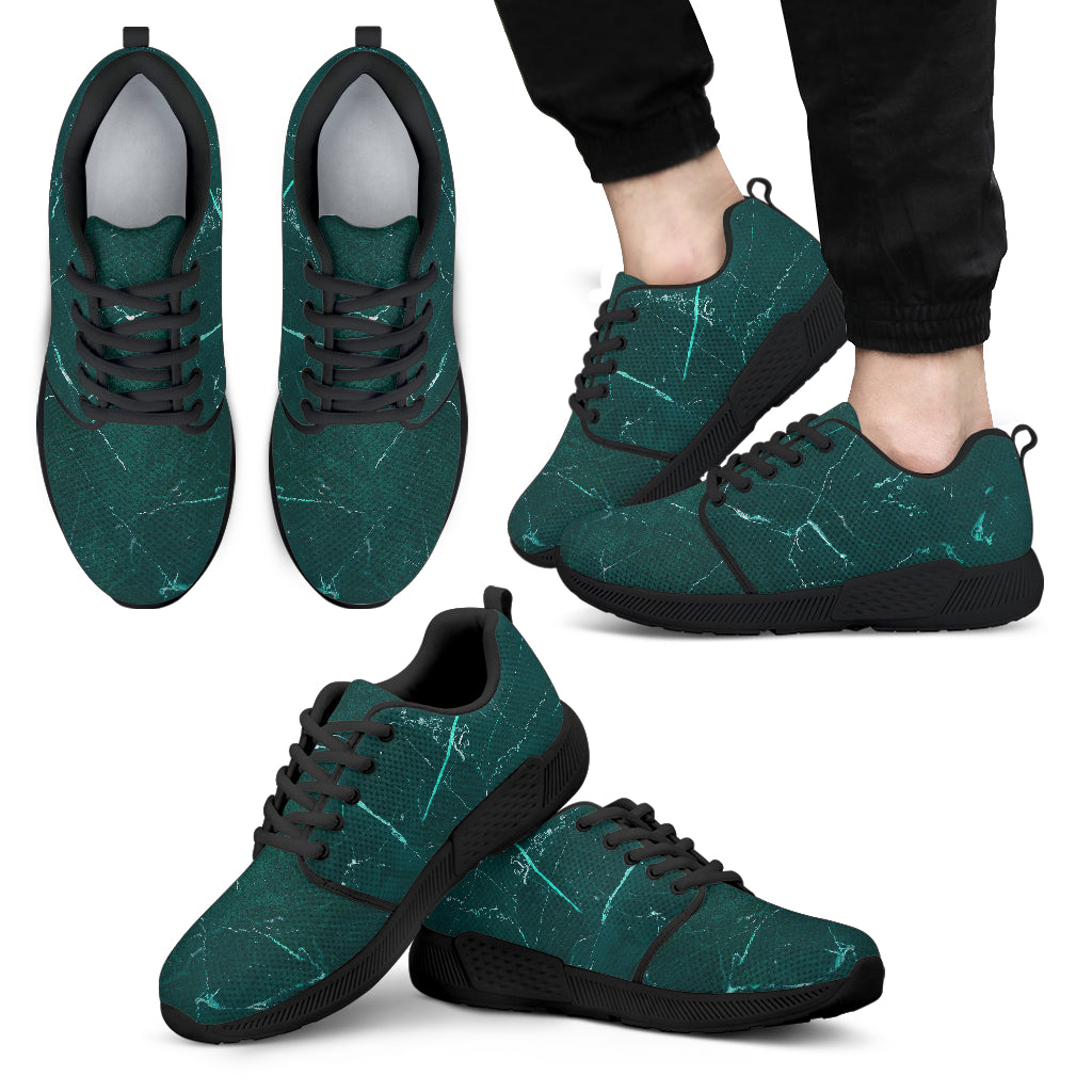 Dark Green Marble Print Men's Athletic Shoes