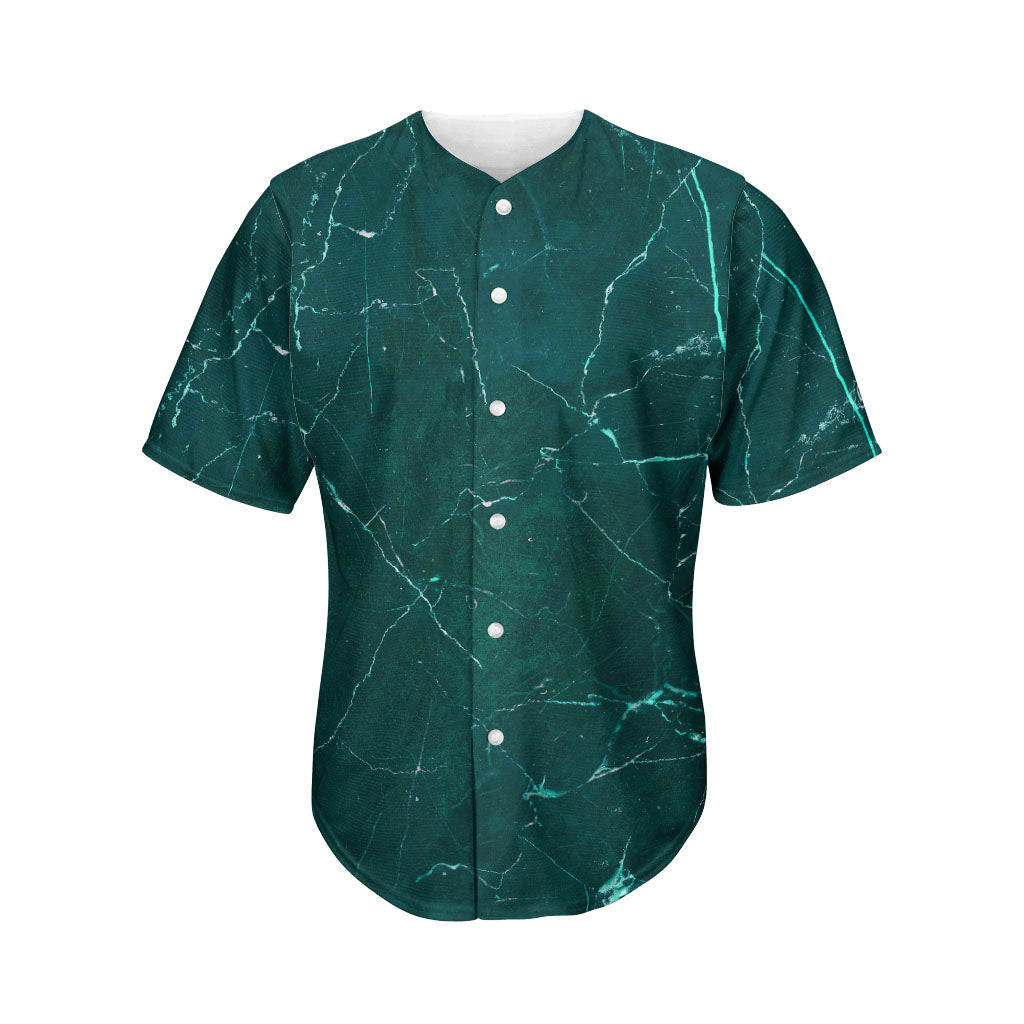 Dark Green Marble Print Men's Baseball Jersey