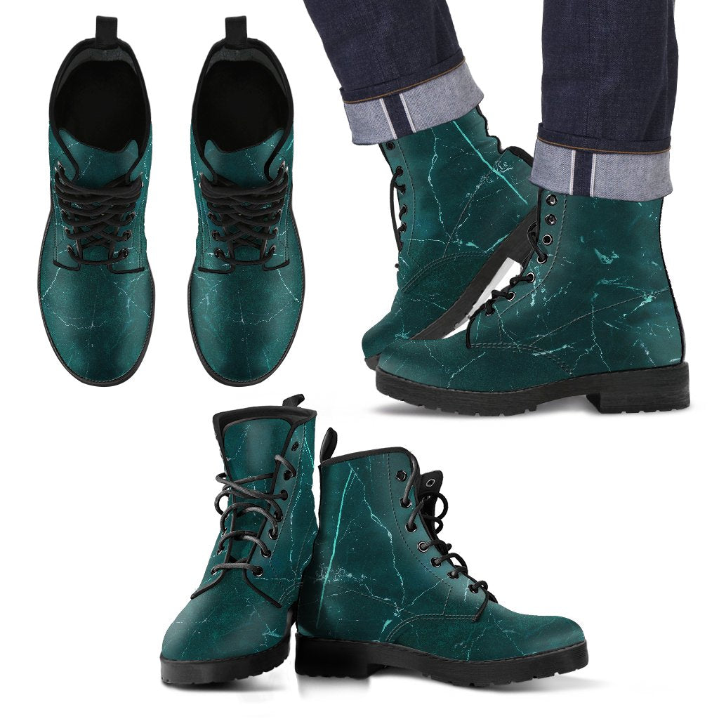 Dark Green Marble Print Men's Boots