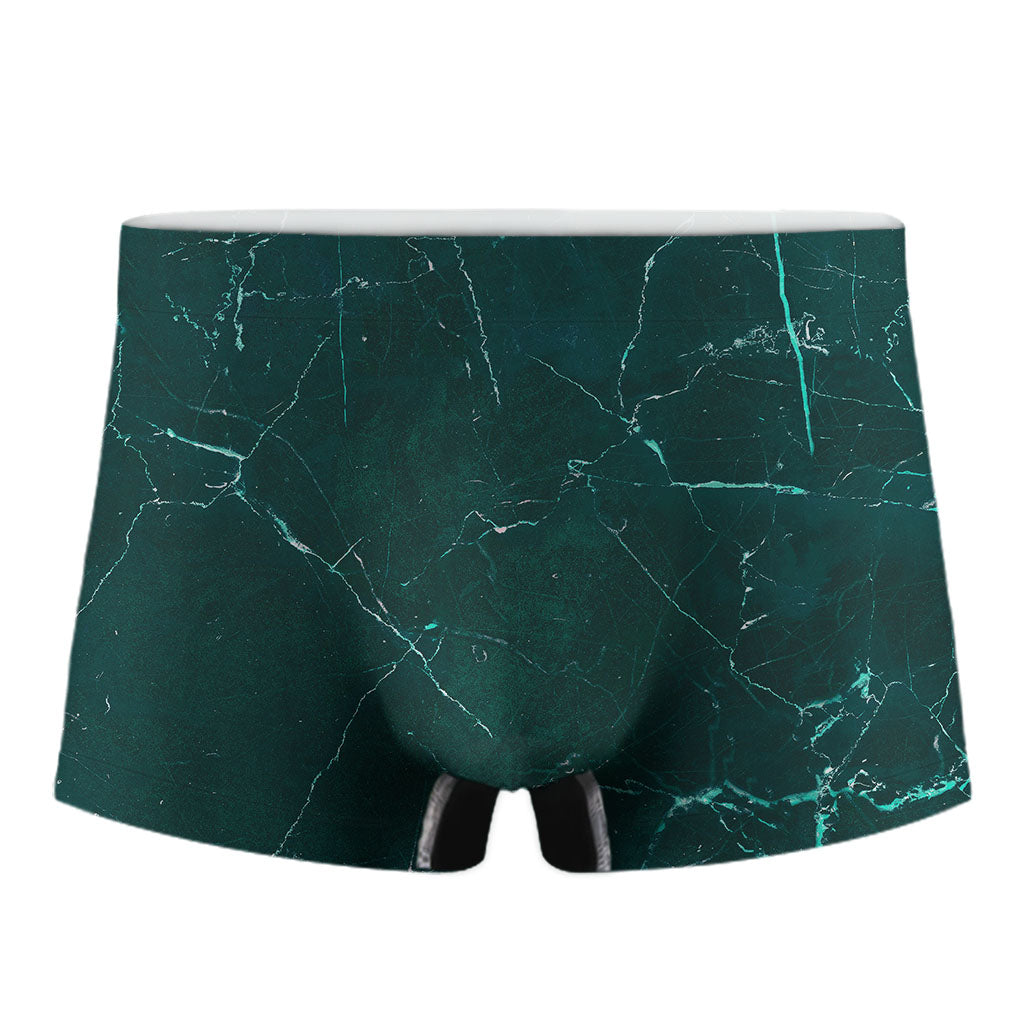 Dark Green Marble Print Men's Boxer Briefs