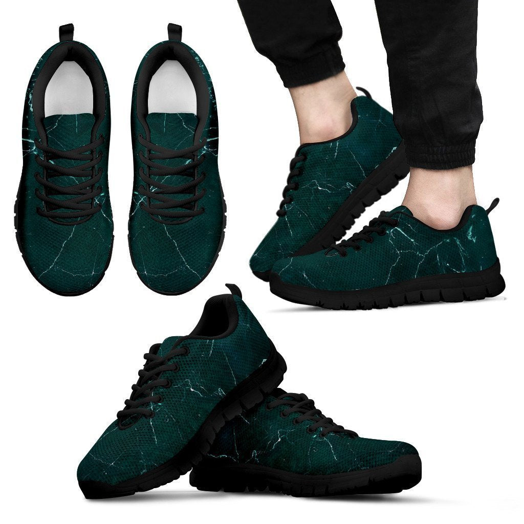 Dark Green Marble Print Men's Sneakers