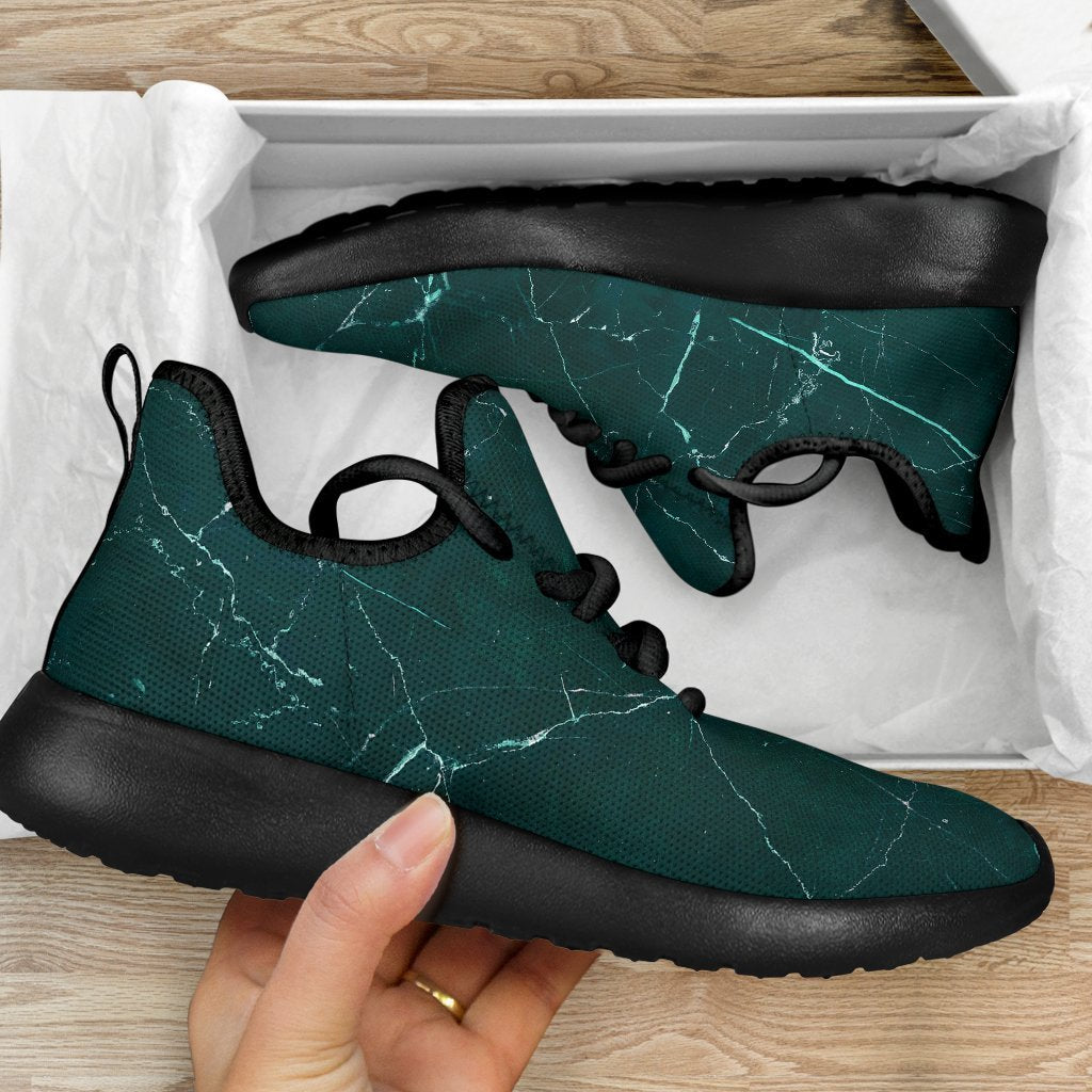 Dark Green Marble Print Mesh Knit Shoes