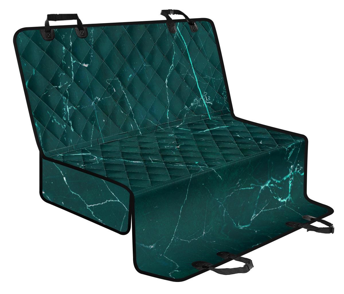 Dark Green Marble Print Pet Car Back Seat Cover