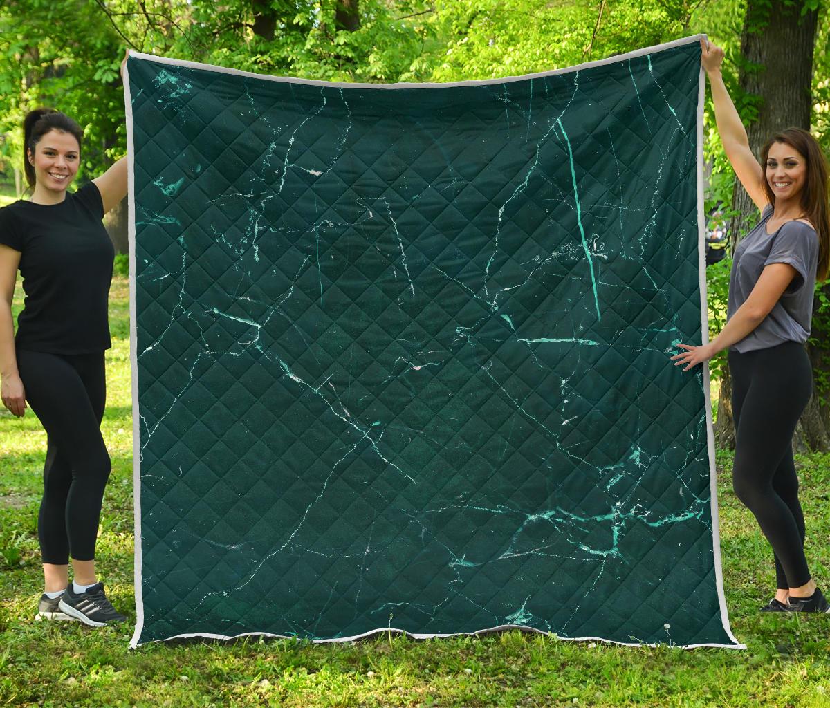 Dark Green Marble Print Quilt