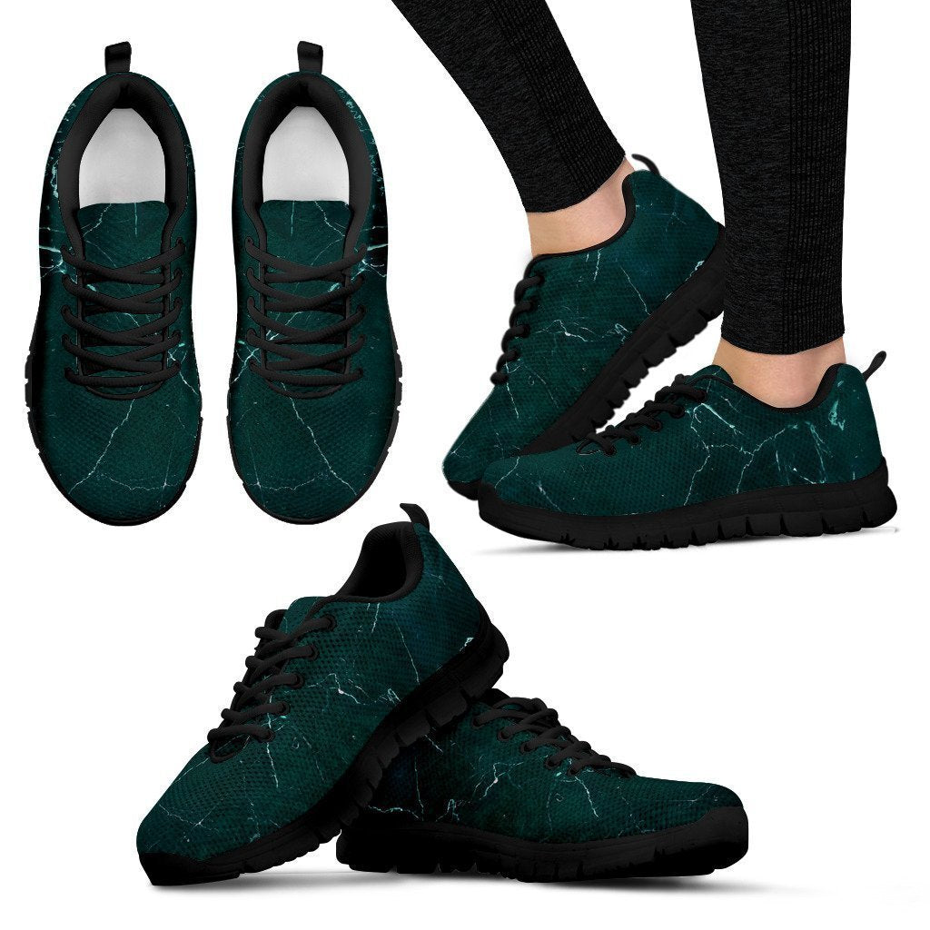 Dark Green Marble Print Women's Sneakers