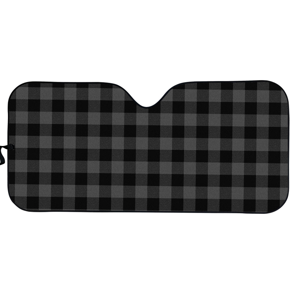 Dark Grey And Black Buffalo Check Print Car Sun Shade