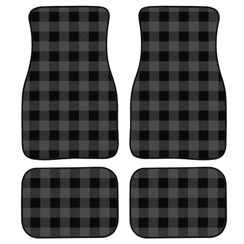 Dark Grey And Black Buffalo Check Print Front and Back Car Floor Mats