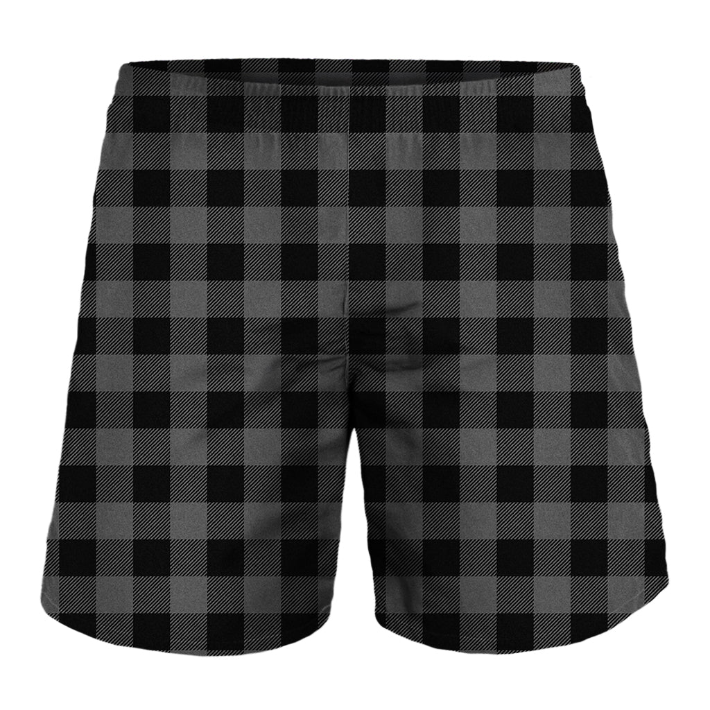 Dark Grey And Black Buffalo Check Print Men's Shorts