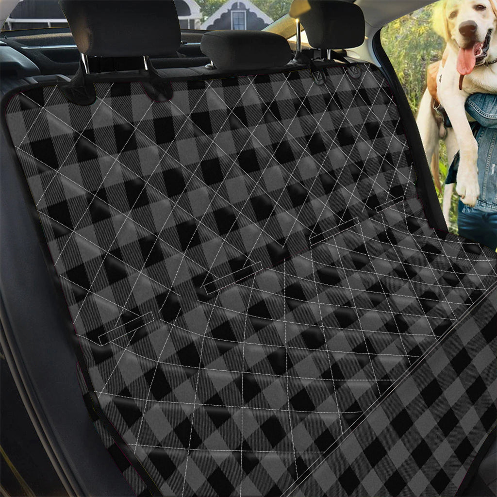 Dark Grey And Black Buffalo Check Print Pet Car Back Seat Cover