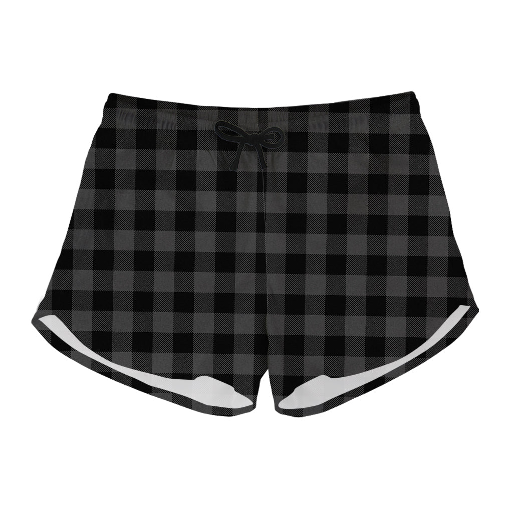 Dark Grey And Black Buffalo Check Print Women's Shorts