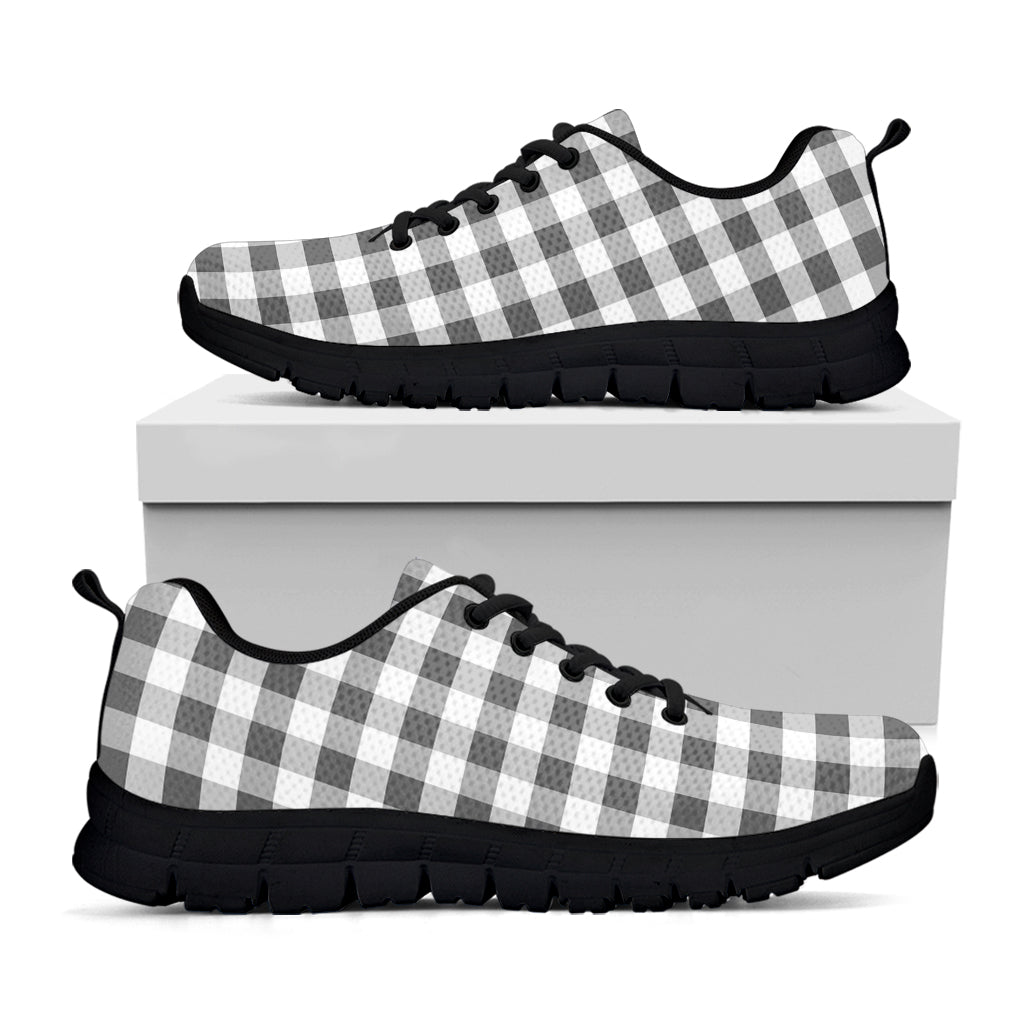 Dark Grey And White Gingham Print Black Sneakers