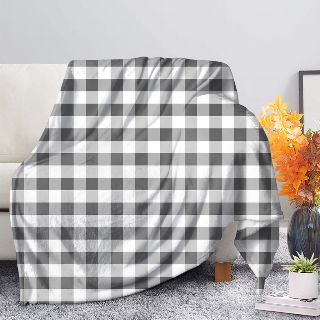 Dark Grey And White Gingham Print Blanket