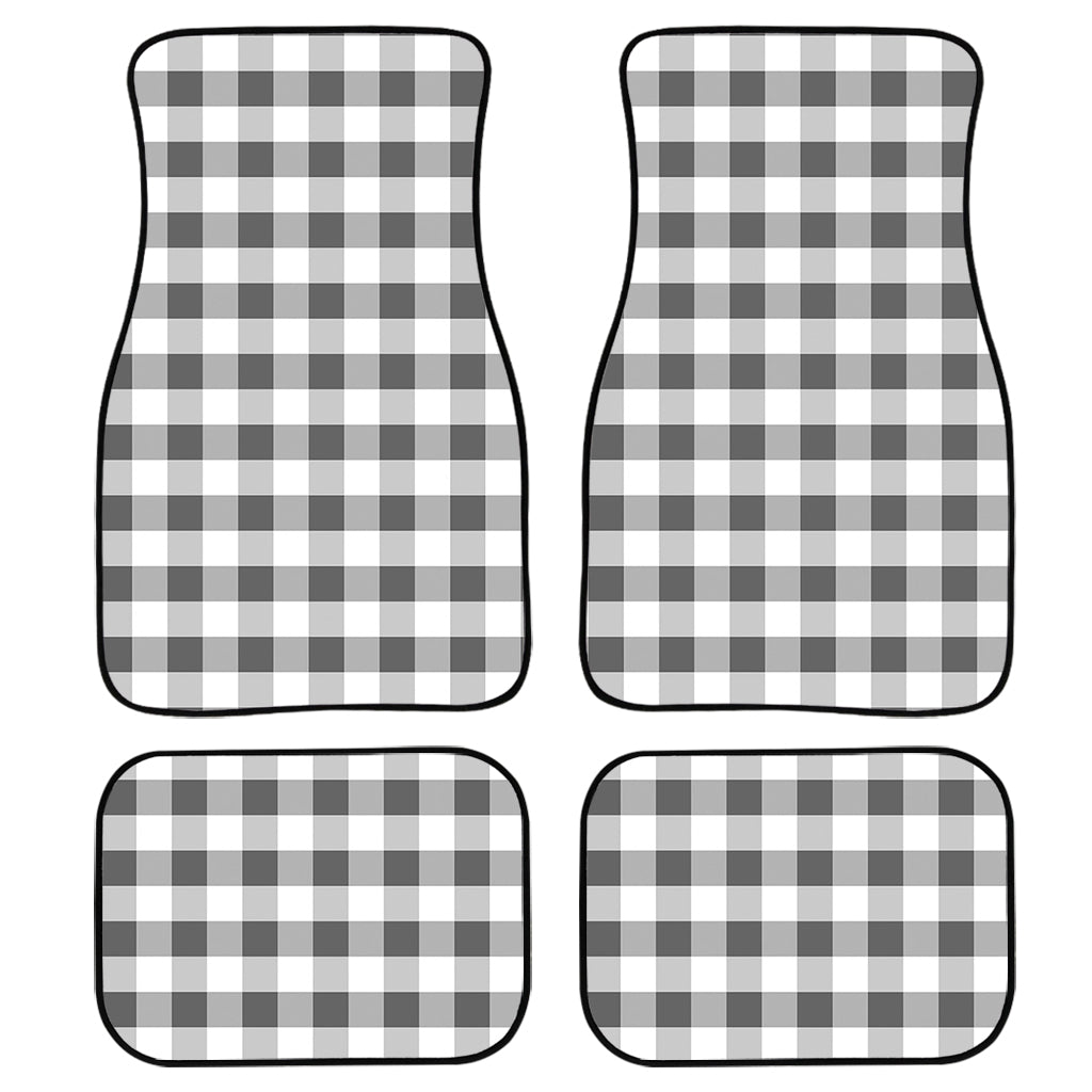 Dark Grey And White Gingham Print Front and Back Car Floor Mats