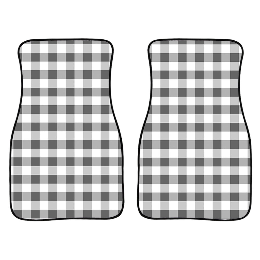 Dark Grey And White Gingham Print Front Car Floor Mats