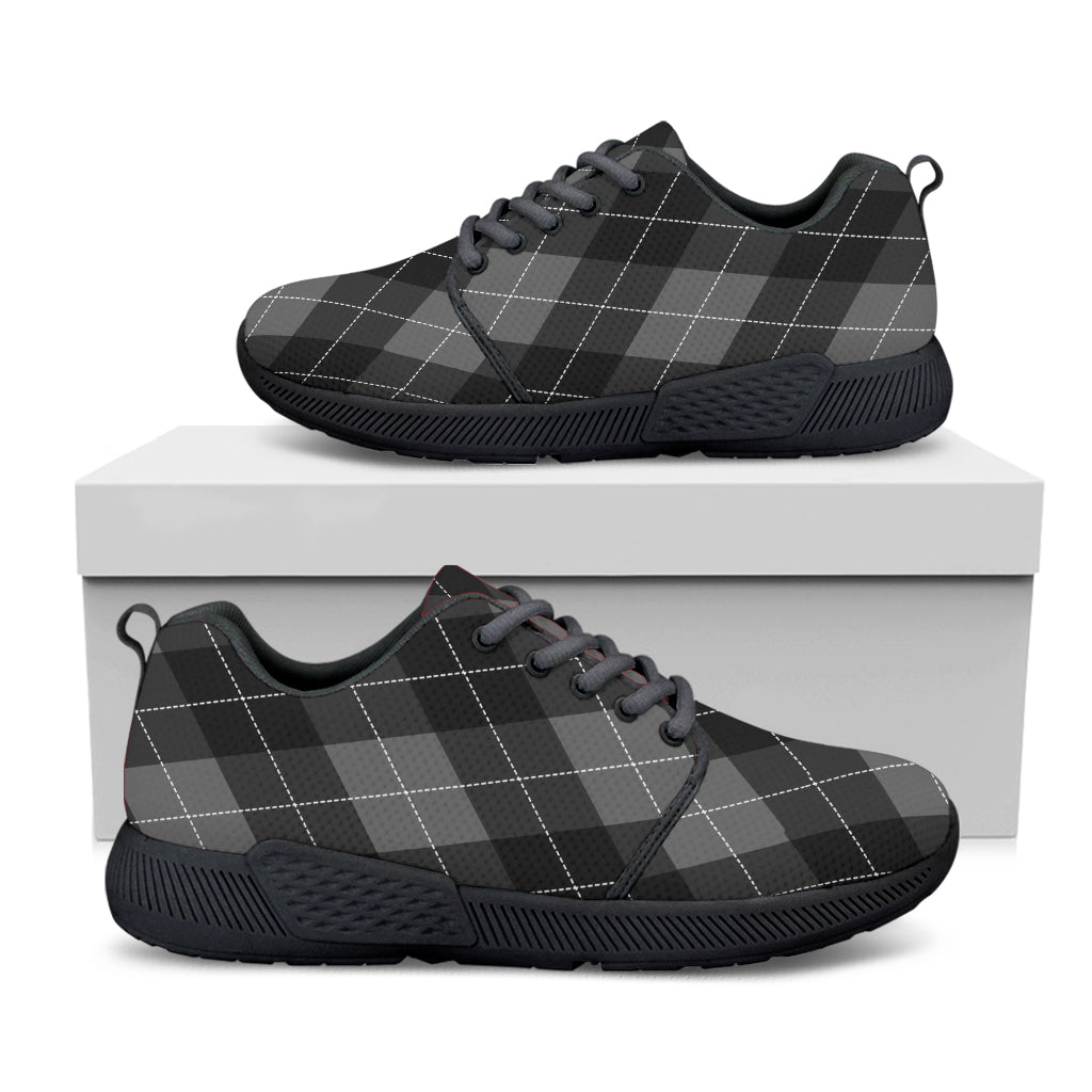 Dark Grey Argyle Pattern Print Black Athletic Shoes